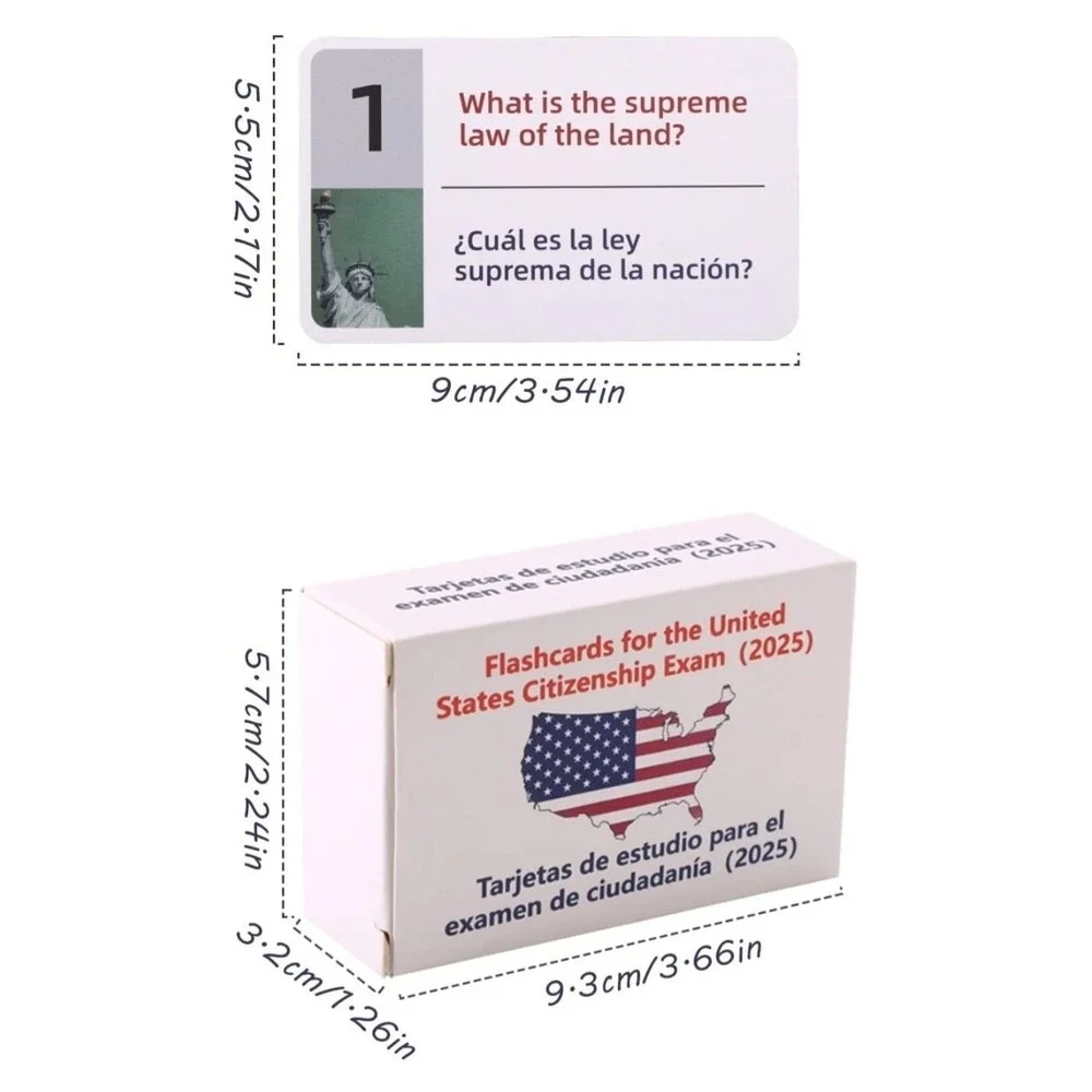 US Citizenship Exam Flashcards 2025 Bilingual Study Set‎ Unisex Academic Spanish